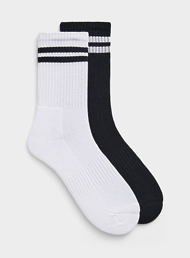Sporty stripe socks Mid calf | Set of 2